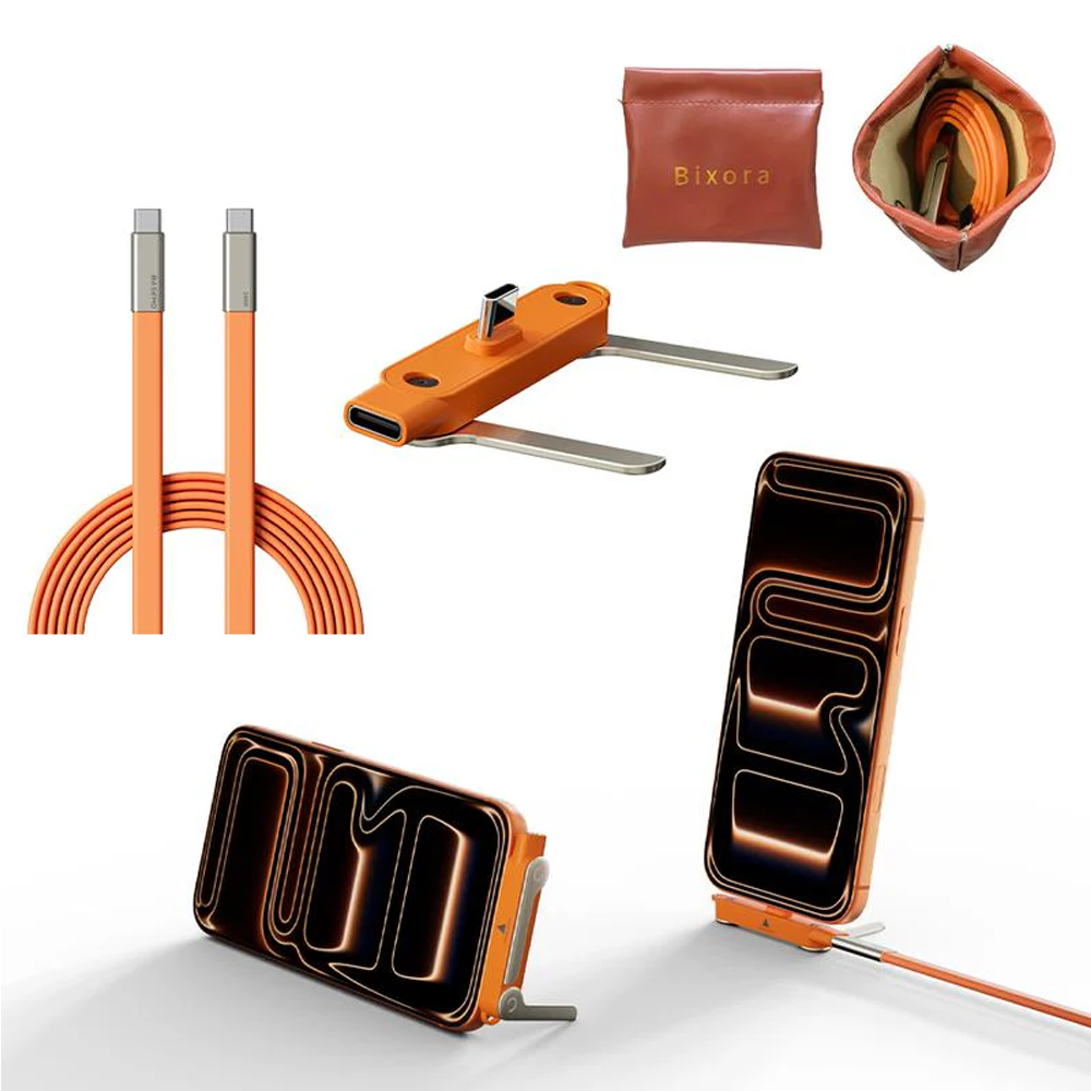 Tinycarry® 240W SuperCharge 360° drehbare unsichtbare Halterung, abnehmbares 2‑in‑1 Ladekabel, Zinklegierung & Silikon, Type‑C Kabel, kompatibel mit Apple und Samsung, unverzichtbar für Gaming, Büro und Auto-up