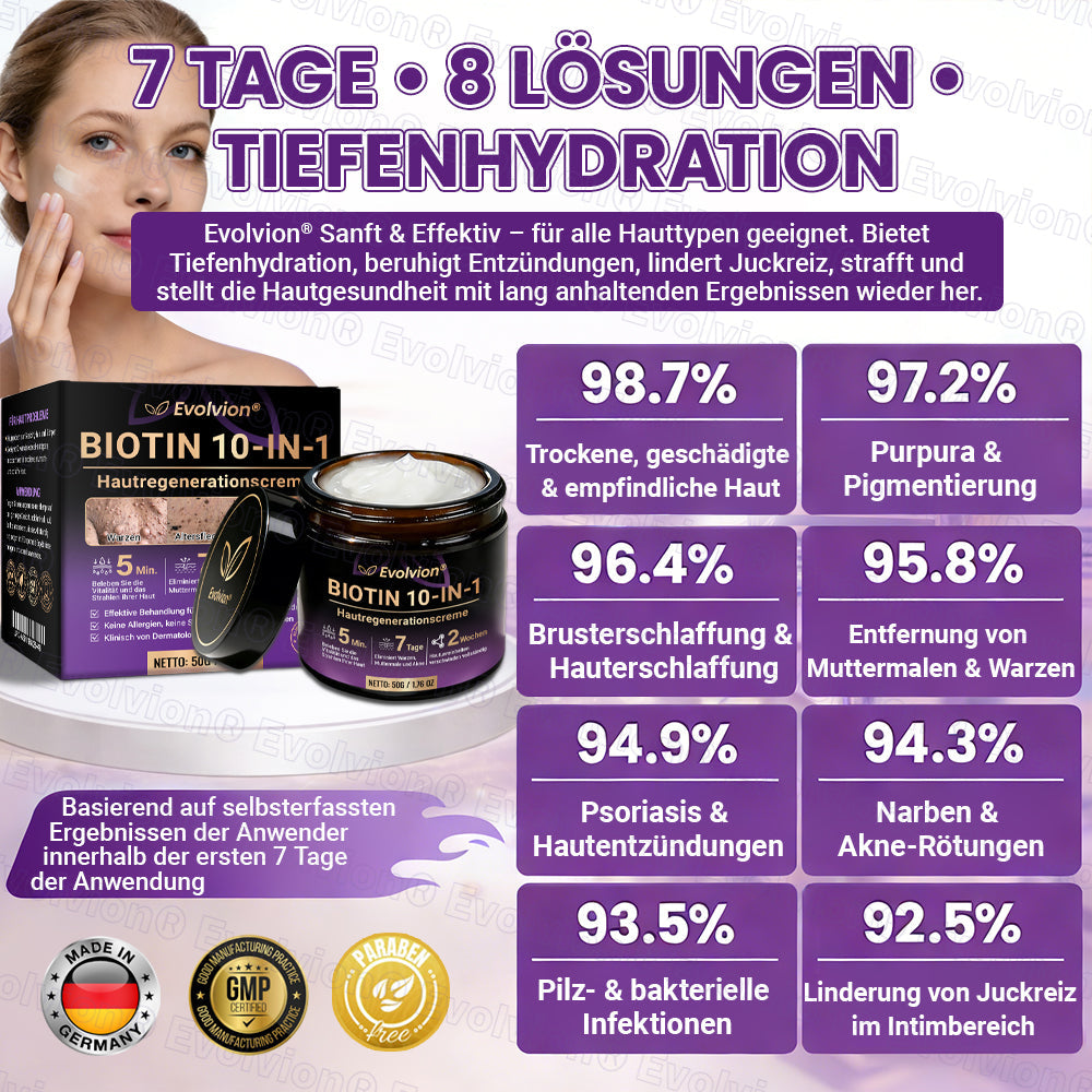Hergestellt und versendet aus Deutschland ✨ Evolvion® Biotin 10-in-1 Hautrestaurationscreme 🔥🔥