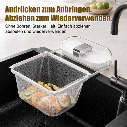 2-in-1 Spülbecken-Filterkorb mit Saugnapf – Beweglicher Abfallfilter mit Einweg-Abflussnetzen-up