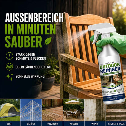 Outdoor-Reinigungsspray für Terrassen, Holzdecks, Zäune, Ziegel, Stein, Treppen & Gehwege – kraftvoll gegen Schmutz, Ablagerungen, Moos & Grünbelag