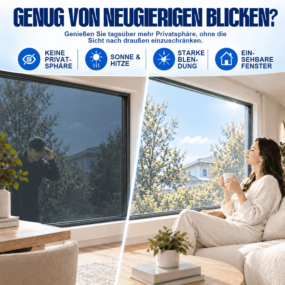 Fenster-Sichtschutzfolie – Einweg-Sichtschutz, UV- & Hitzeschutz🍇