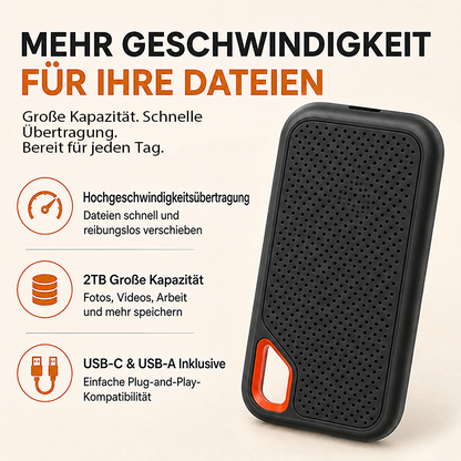 ⚡ 2TB Type-C Tragbare Mini-SSD | Externer Hochgeschwindigkeitsspeicher für Laptop, Desktop & Smartphone 🍀
