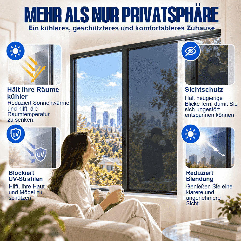 Fenster-Sichtschutzfolie – Einweg-Sichtschutz, UV- & Hitzeschutz🍇