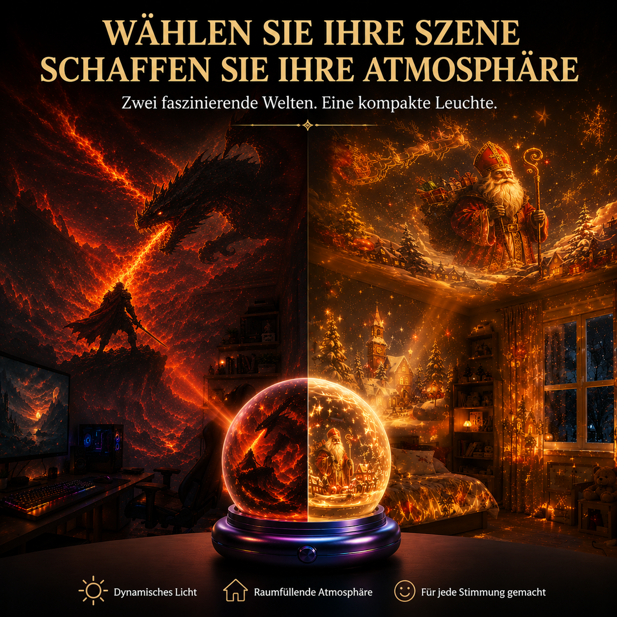🔮 Nachtlicht-Projektor – intelligenter holografischer Sternenprojektor 🌼