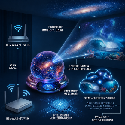 🔮 Nachtlicht-Projektor – intelligenter holografischer Sternenprojektor🔮