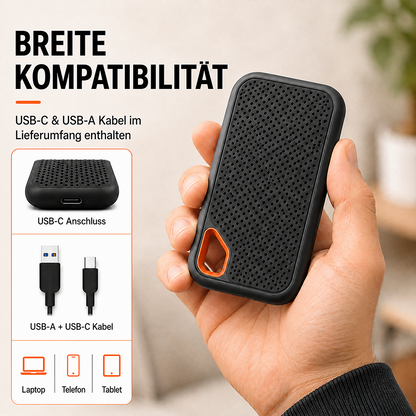 ⚡ 2TB Type-C Tragbare Mini-SSD | Externer Hochgeschwindigkeitsspeicher für Laptop, Desktop & Smartphone 🍀