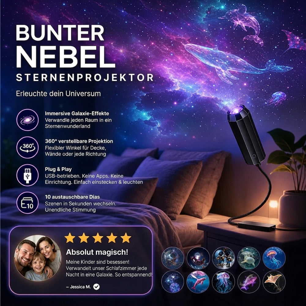 💡BVJ® Plug-and-Play HD Galaxy & Ozean Projektor-Nachtlicht🥳 50.000+ zufriedene Nutzer 🌼