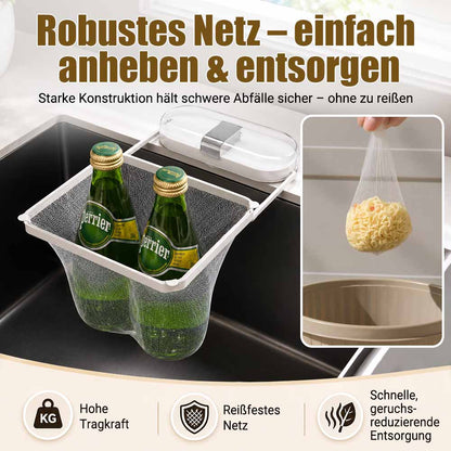 2-in-1 Spülbecken-Filterkorb mit Saugnapf – Beweglicher Abfallfilter mit Einweg-Abflussnetzen-up