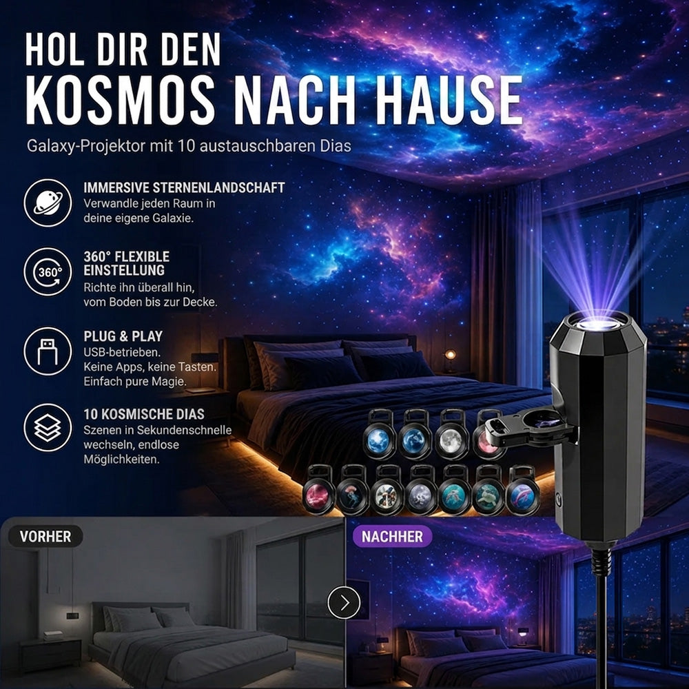 💡BVJ® Plug-and-Play HD Galaxy & Ozean Projektor-Nachtlicht🥳 50.000+ zufriedene Nutzer 🌼