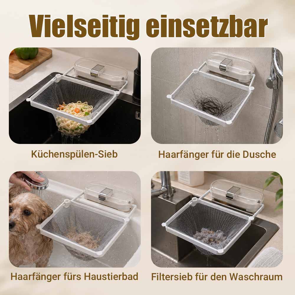 2-in-1 Spülbecken-Filterkorb mit Saugnapf – Beweglicher Abfallfilter mit Einweg-Abflussnetzen-up
