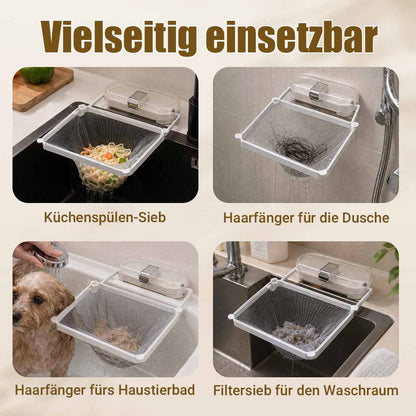 2-in-1 Spülbecken-Filterkorb mit Saugnapf – Beweglicher Abfallfilter mit Einweg-Abflussnetzen-up